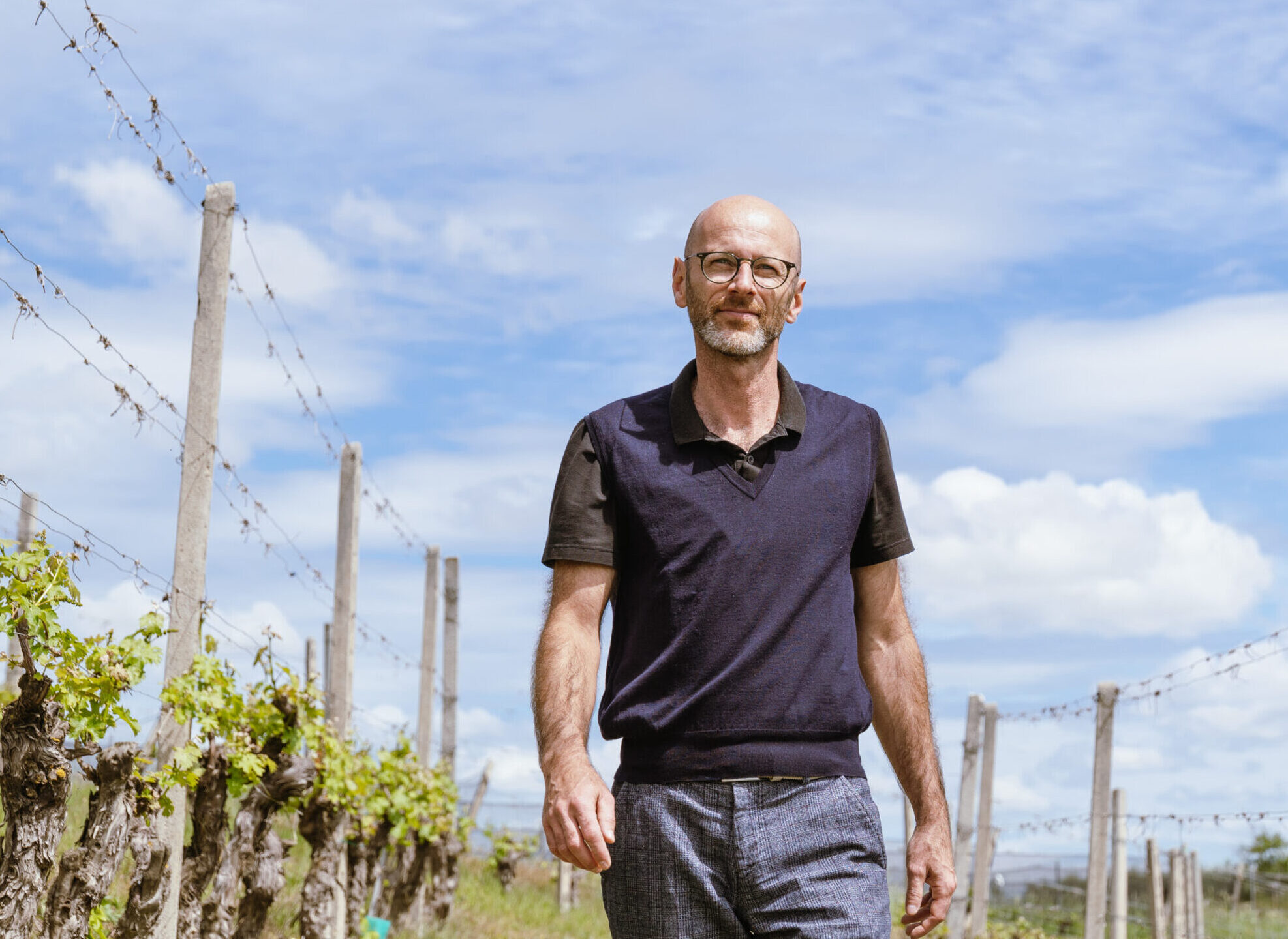 Color image of Alessandro Ceretto in a vineyard