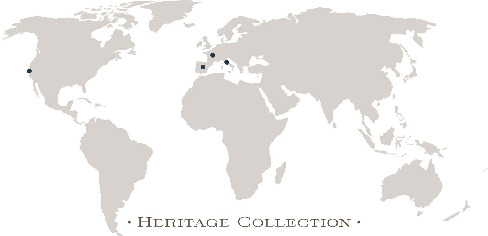 Map with locations of Heritage Collection wines
